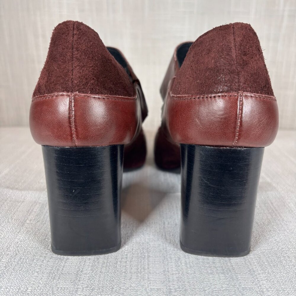 Born Women's 8M Burgundy Leather Mary Janes Pumps Heels - Picture 4 of 9